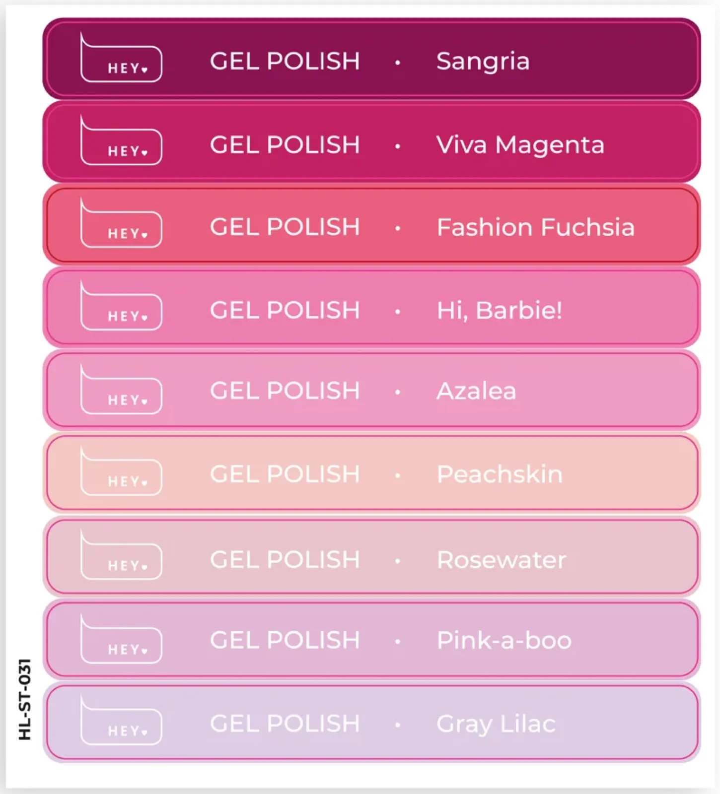 Farbnamen-Sticker Farbnamen-Sticker Gel Polish (Sangria–Gray Lilac) von HeyLove, 1 Stück