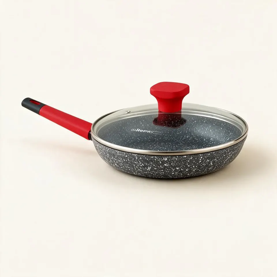 Forged fry pan with glass lid 22 cm