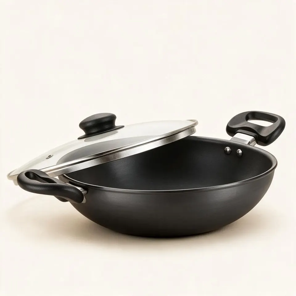 Non-stick kadhai with glass lid 23 cm
