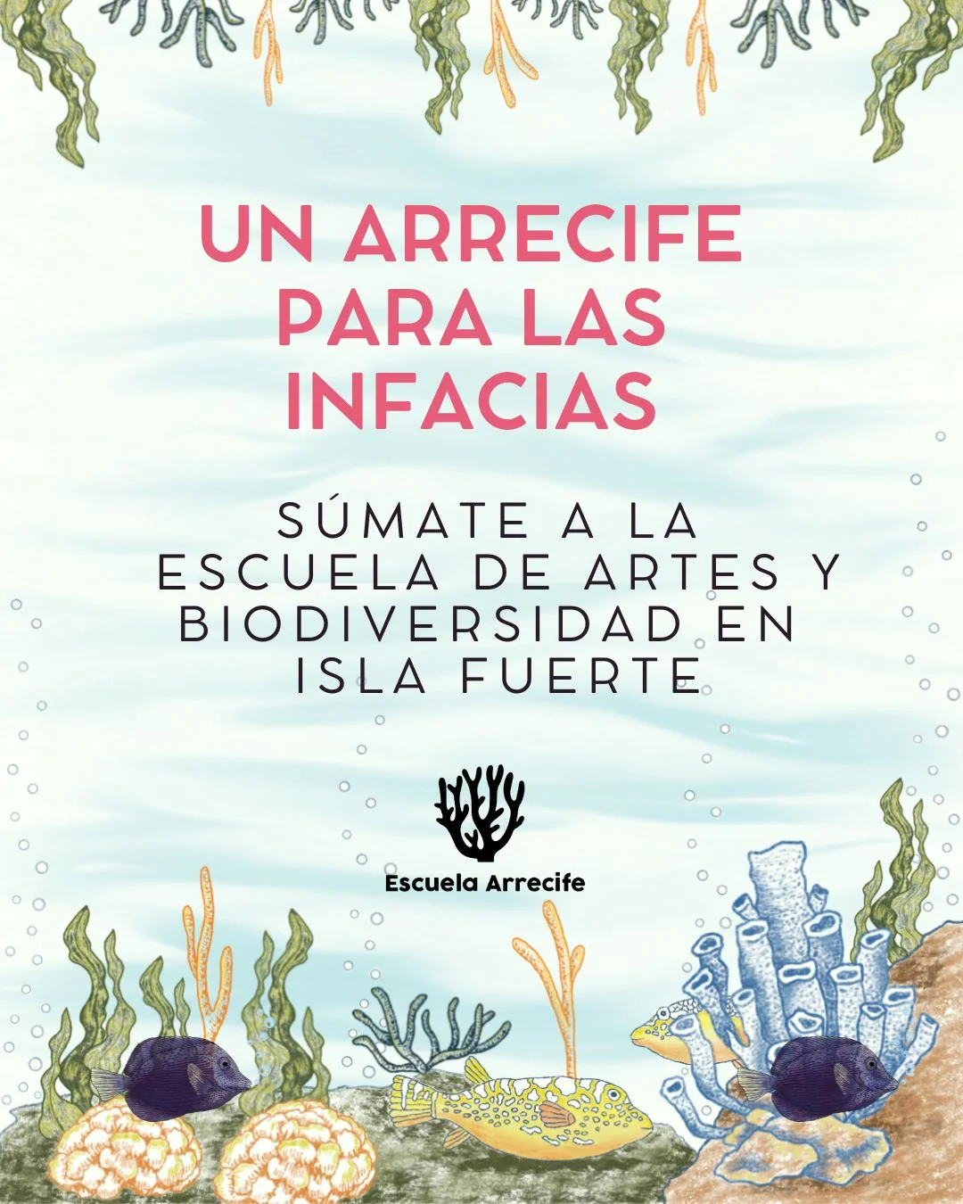 Un Arrecife para las Infancias. Súmate a la Escuela de artes y biodiversidad en Isla Fuerte