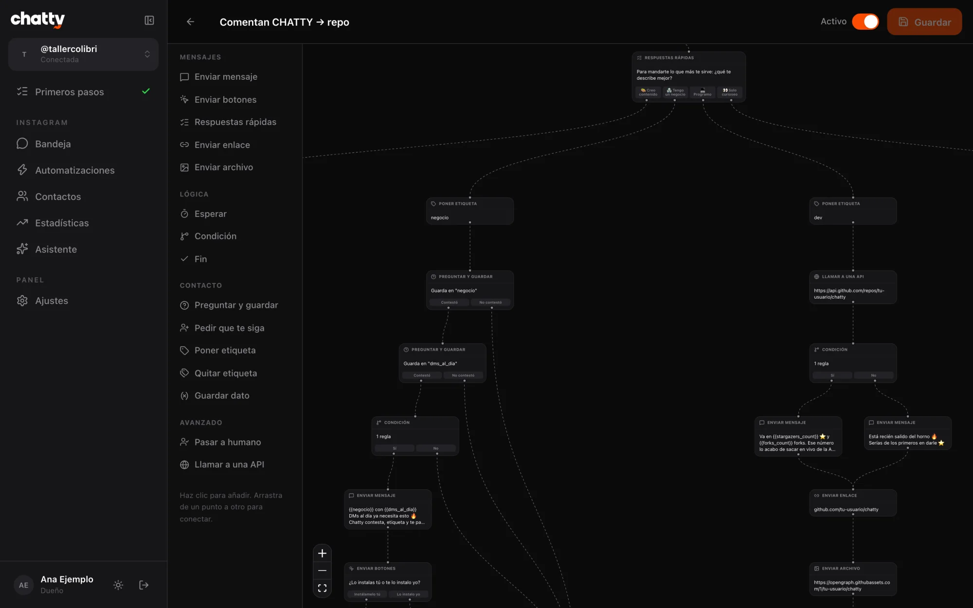 The flow builder with the 55-node template that ships with the repo.