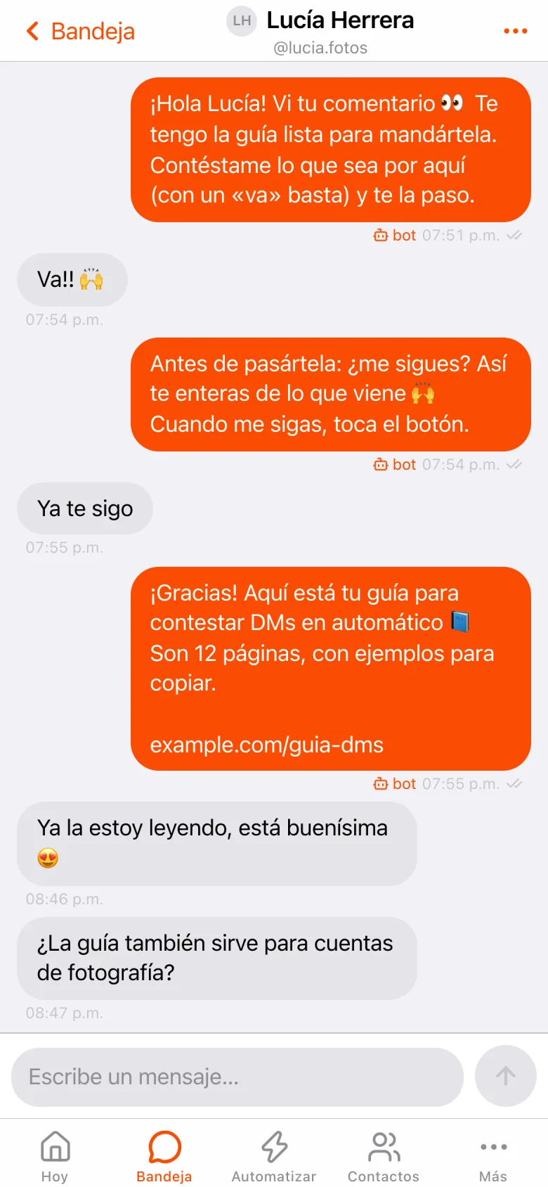 A conversation, with the flow replying.