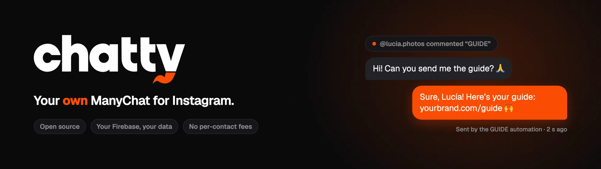 Chatty, our open source project: anyone can copy it to their GitHub account and use it with their Instagram.