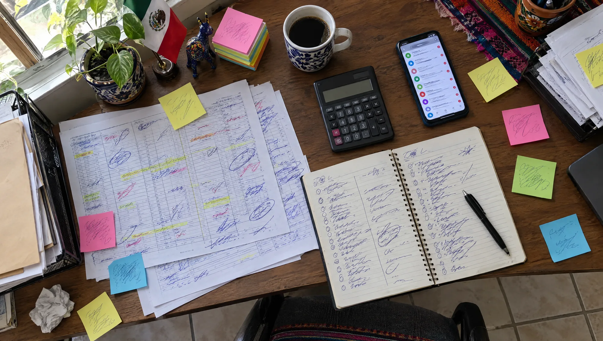 This is what it looks like when a business grows faster than its tools: printed sheets, notebooks and chats.