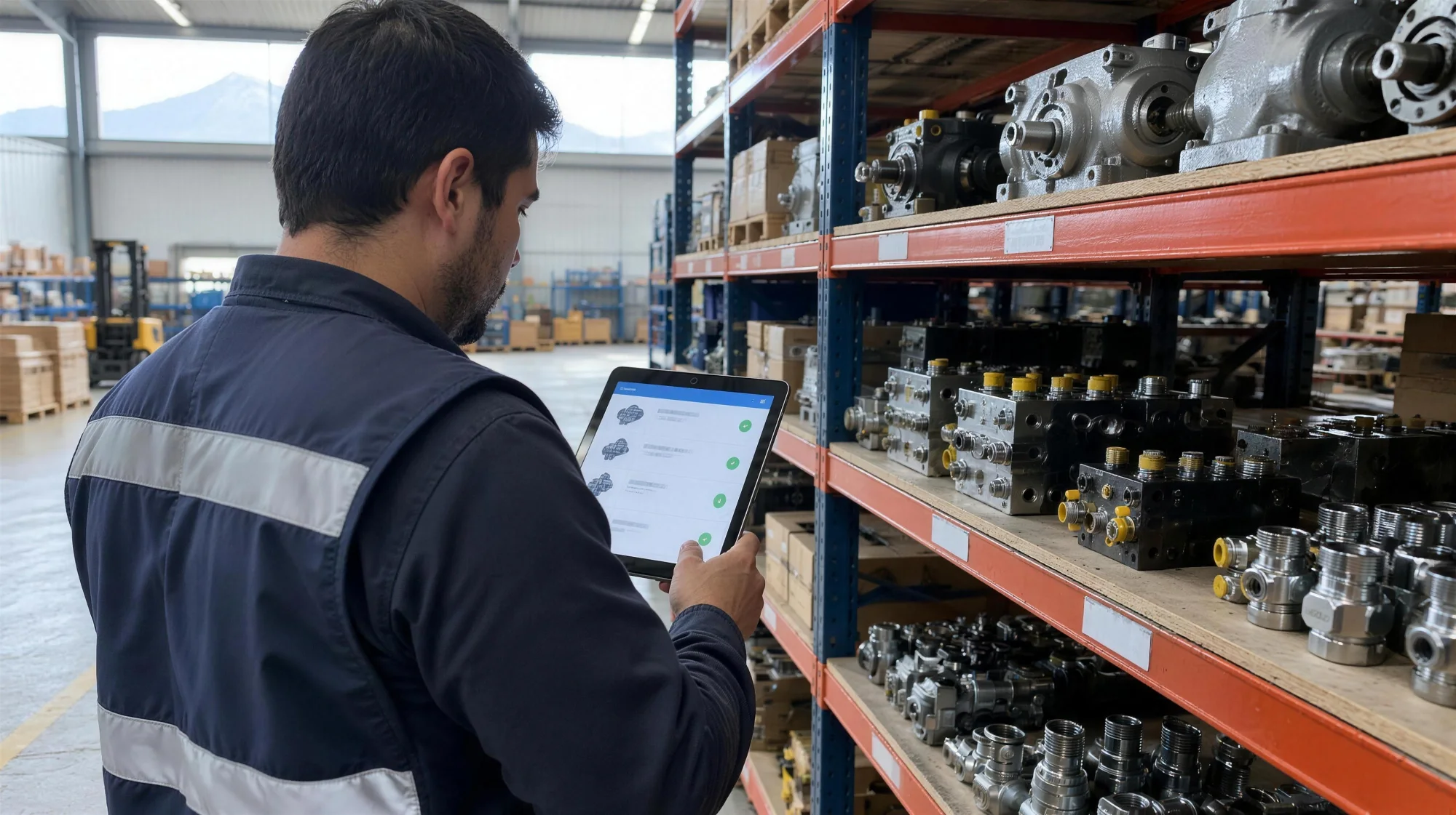 Con el inventario en una tablet, quien está en el almacén consulta y actualiza existencias desde el pasillo, sin regresar a la oficina.