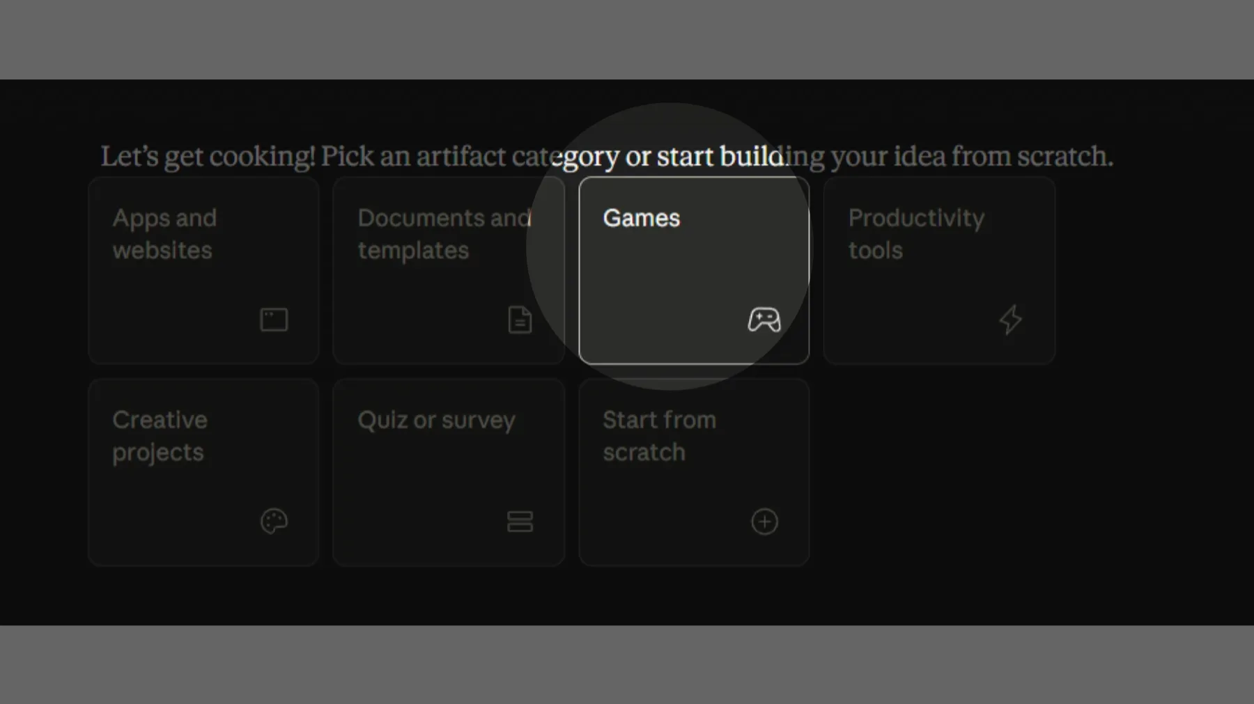 Elige 'Juego' y detalla tu idea
