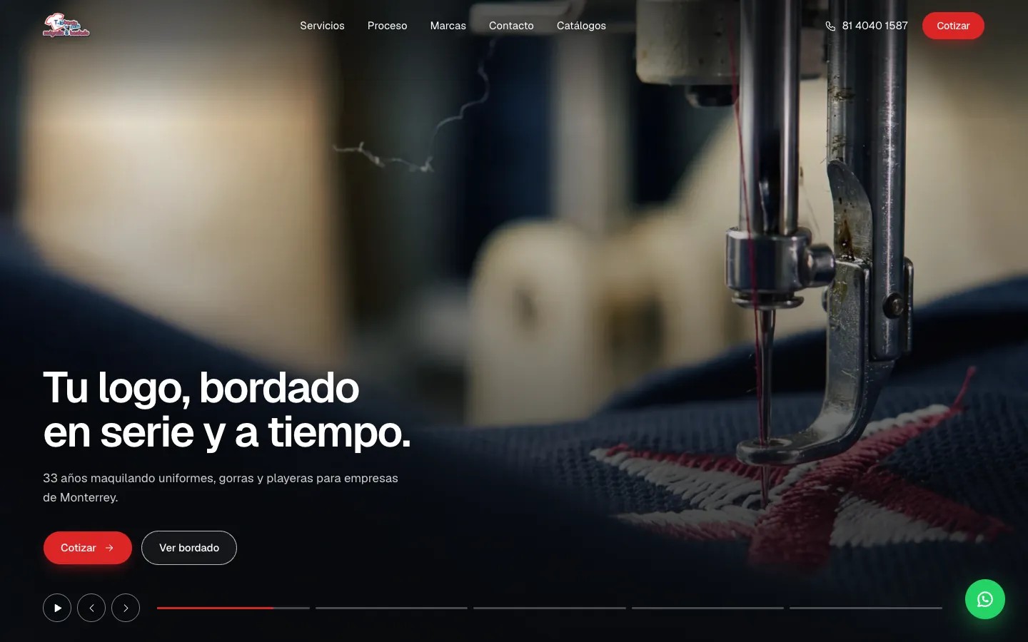 The T-Lobordo website, an embroidery and printing factory in Monterrey: services, catalogs and quotes.