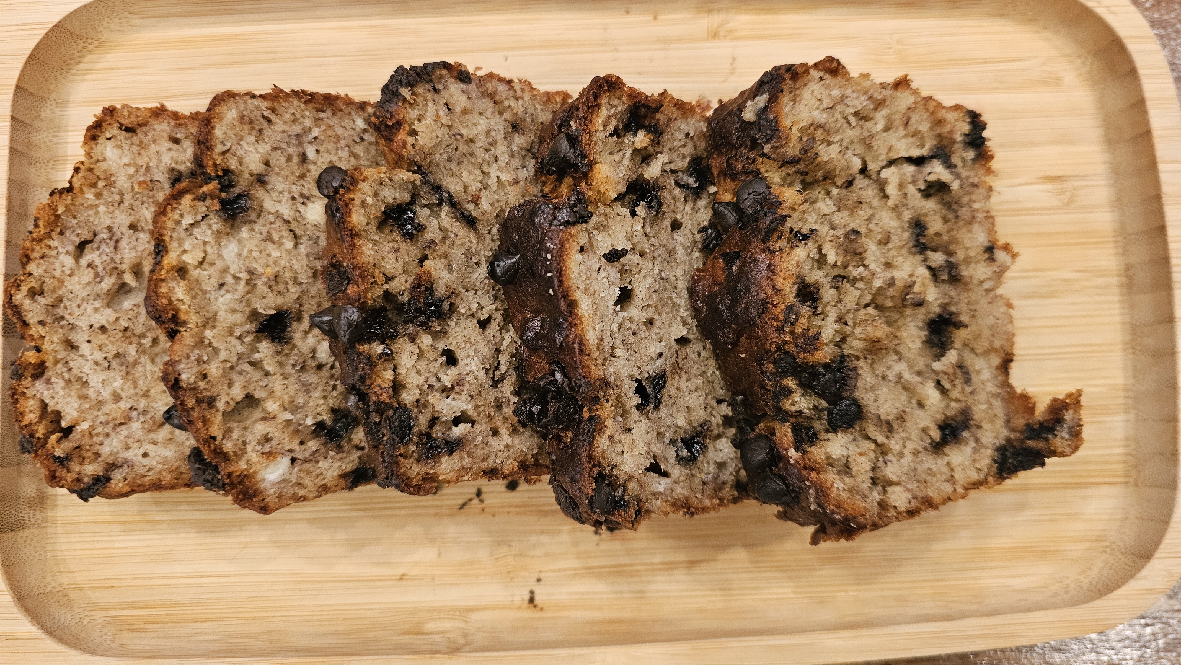 Banana choco chip bread slice