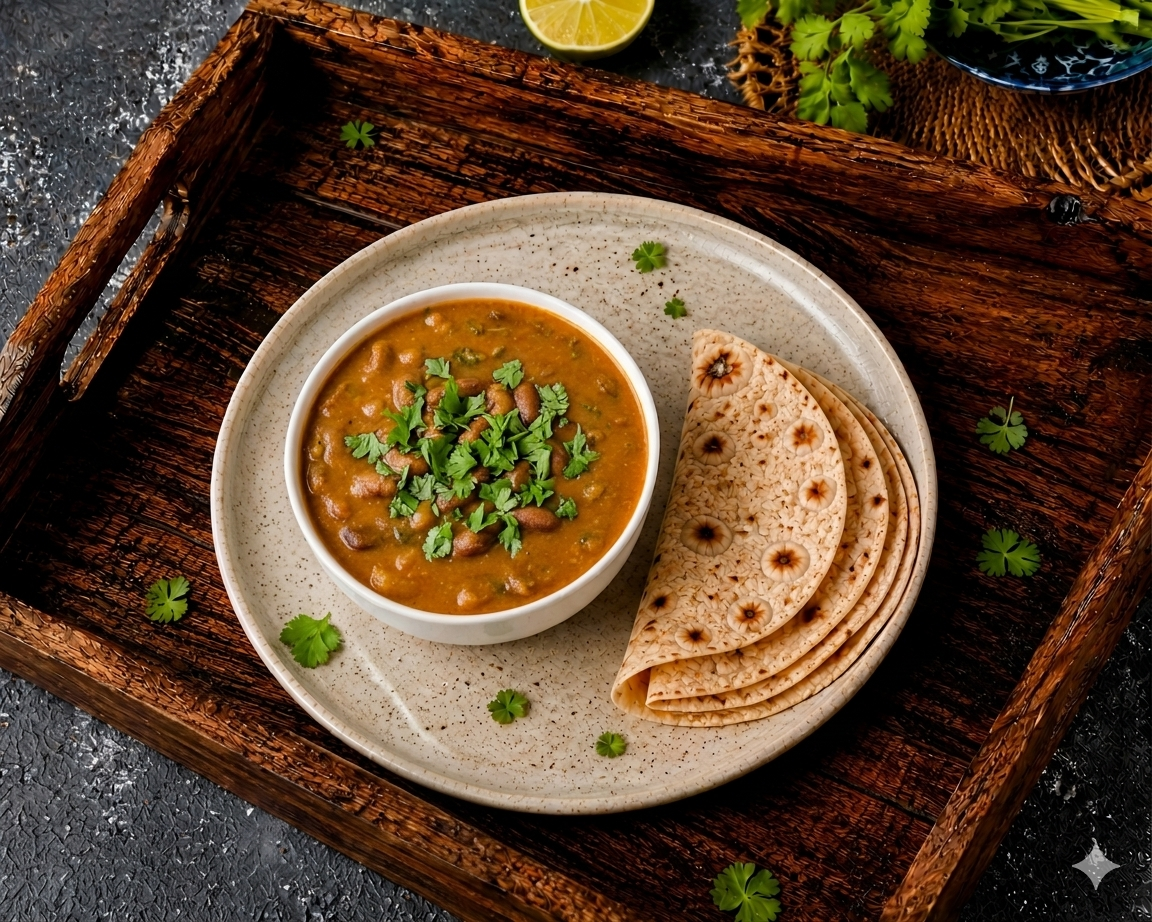 Homestyle Rajma + 3× Ghee Brushed Whole Wheat Roti