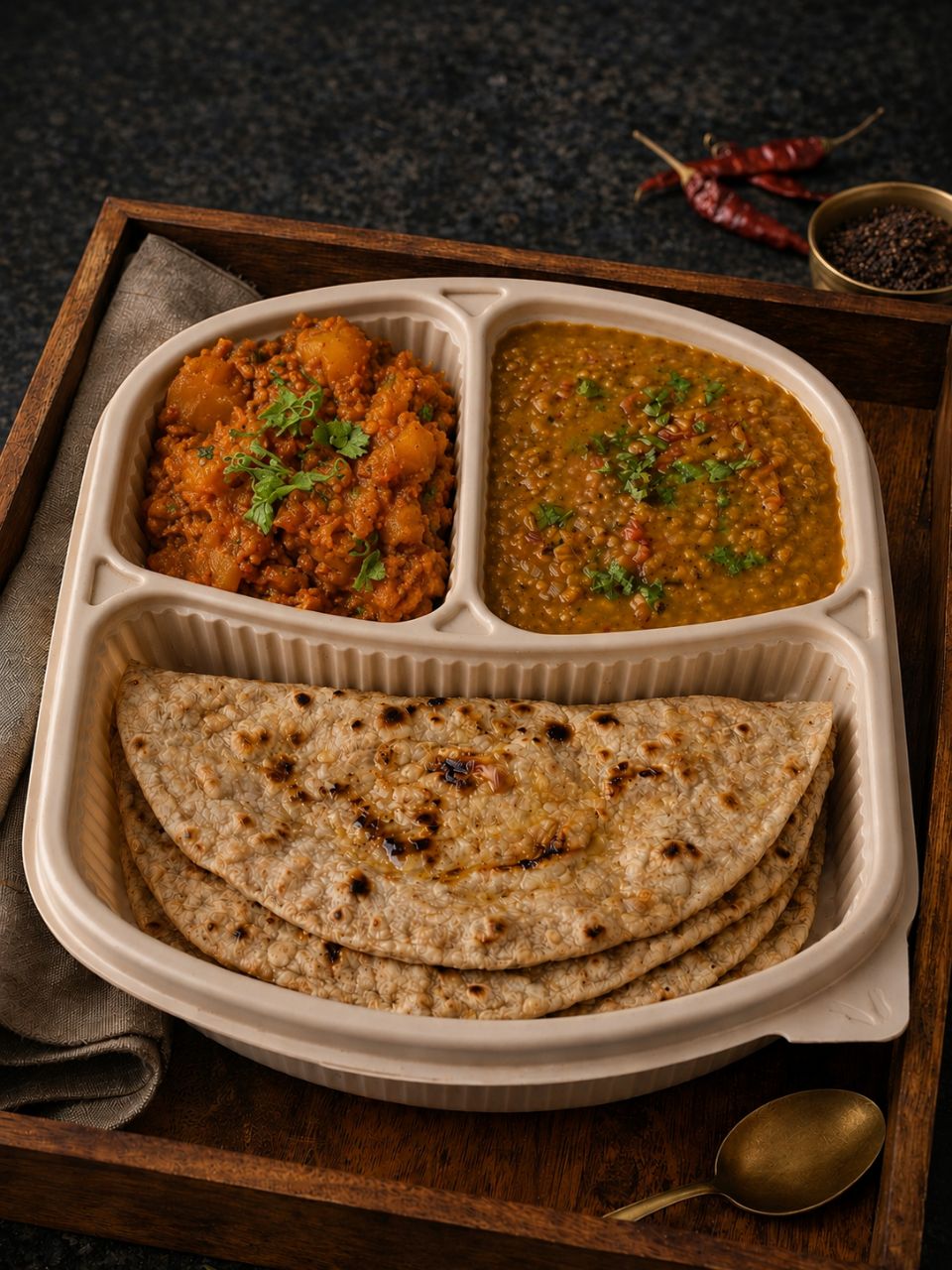 Black Masoor Dal + Kaddu ki Sabji + 3× High Protein Ghee Roti
