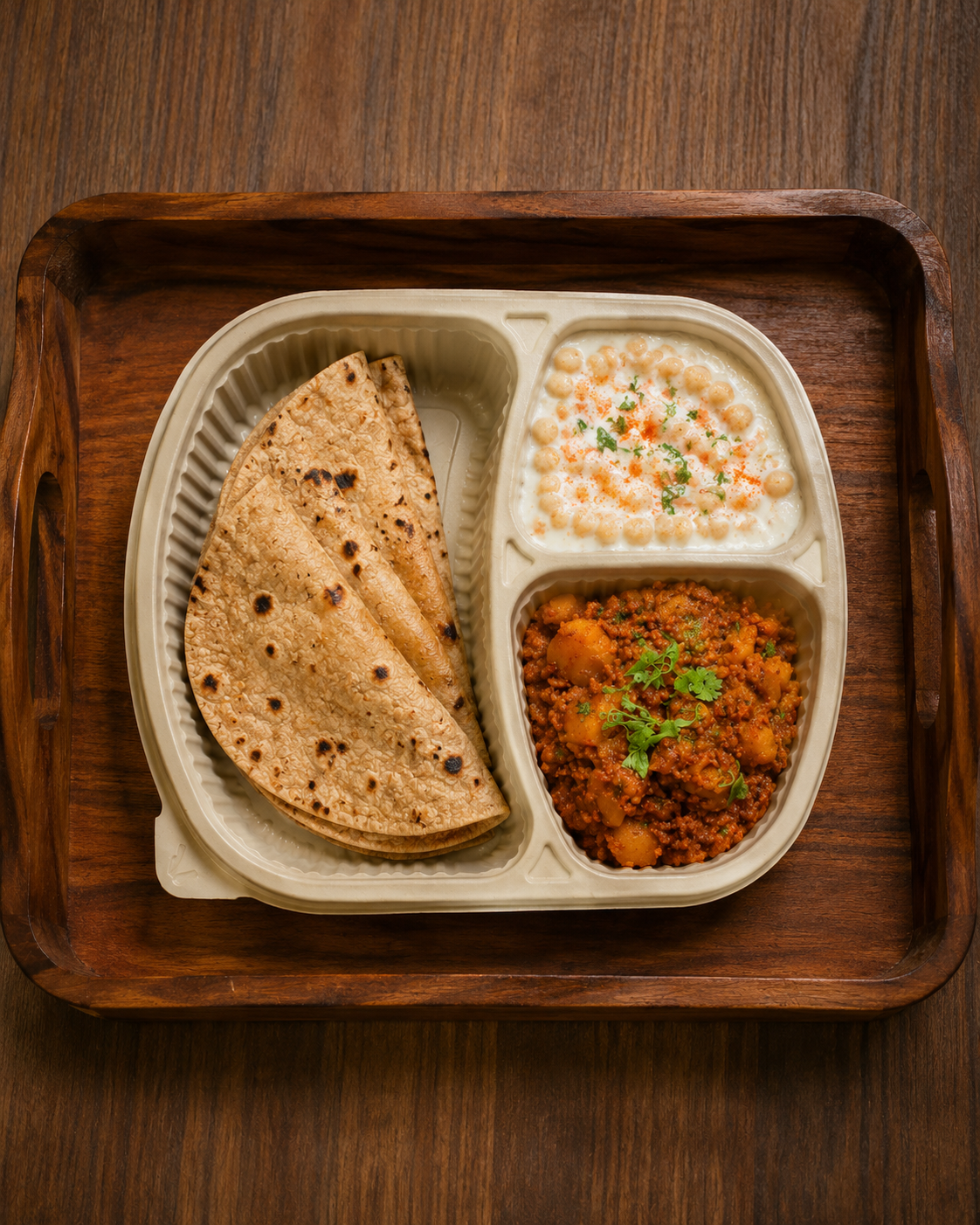 Kaddu ki Sabji + 3× Ghee Brushed Whole Wheat Roti + Boondi Raita