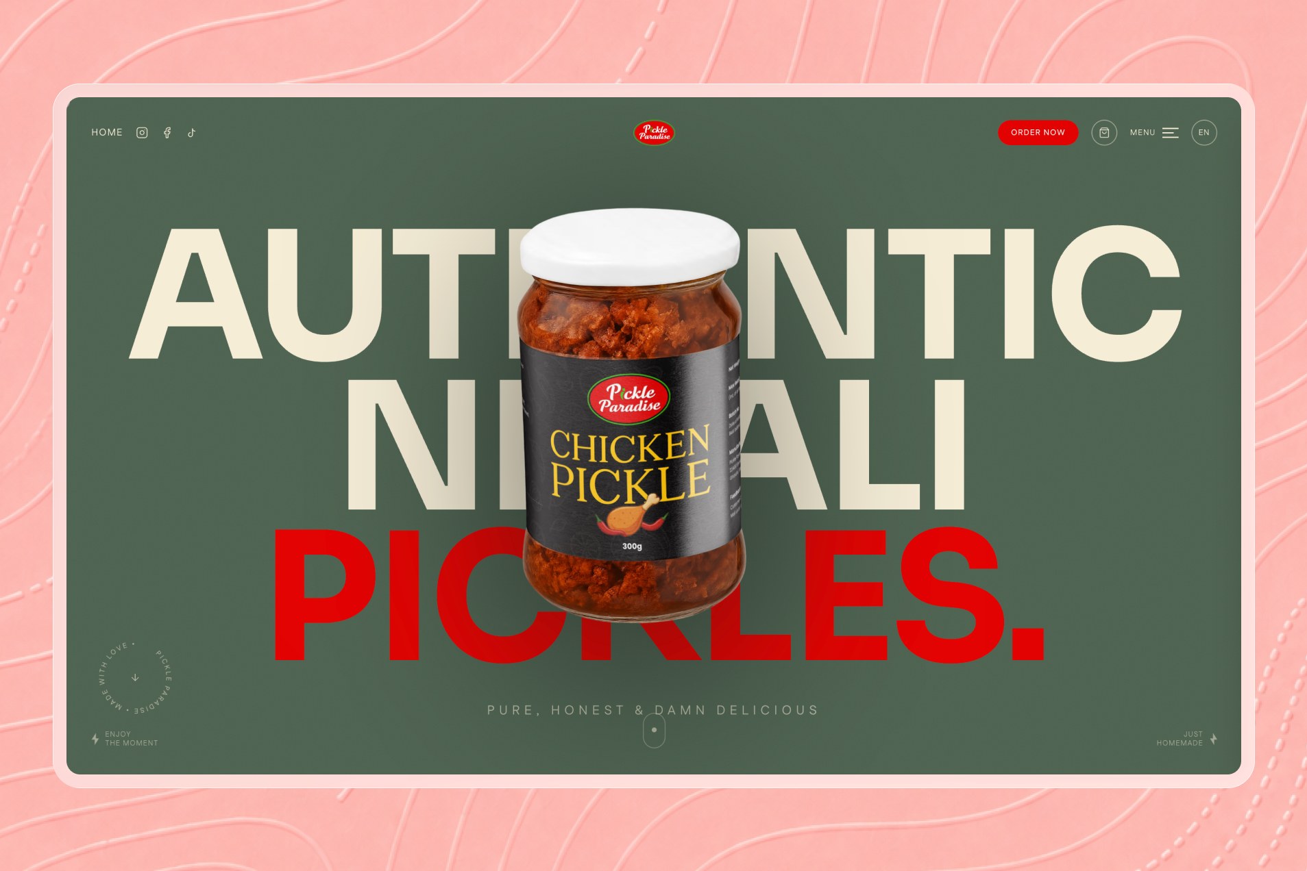 Pickle Paradise Homepage Showcase and Hero Layout