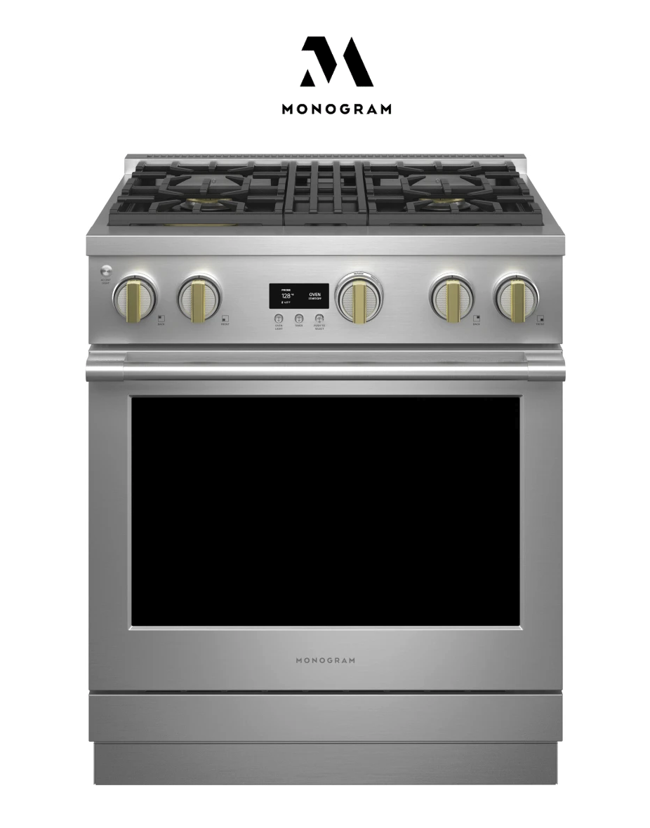 Monogram 30 Inch Wide 5.3 Cu. Ft. Dual Fuel Professional Range with 4 Burners