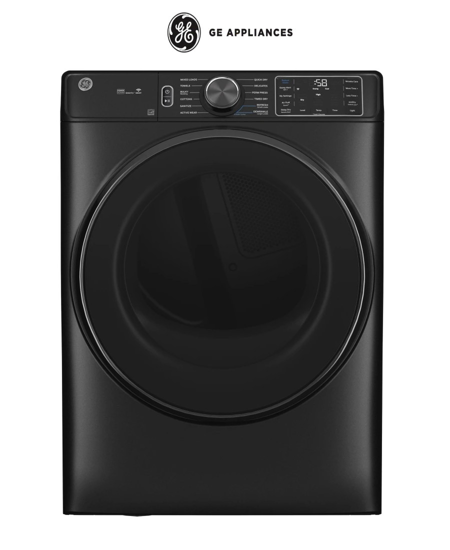 GE 28 Inch Wide 7.8 Cu Ft. Energy Star Rated Shallow Depth Electric Dryer with WiFi and PowerSteam