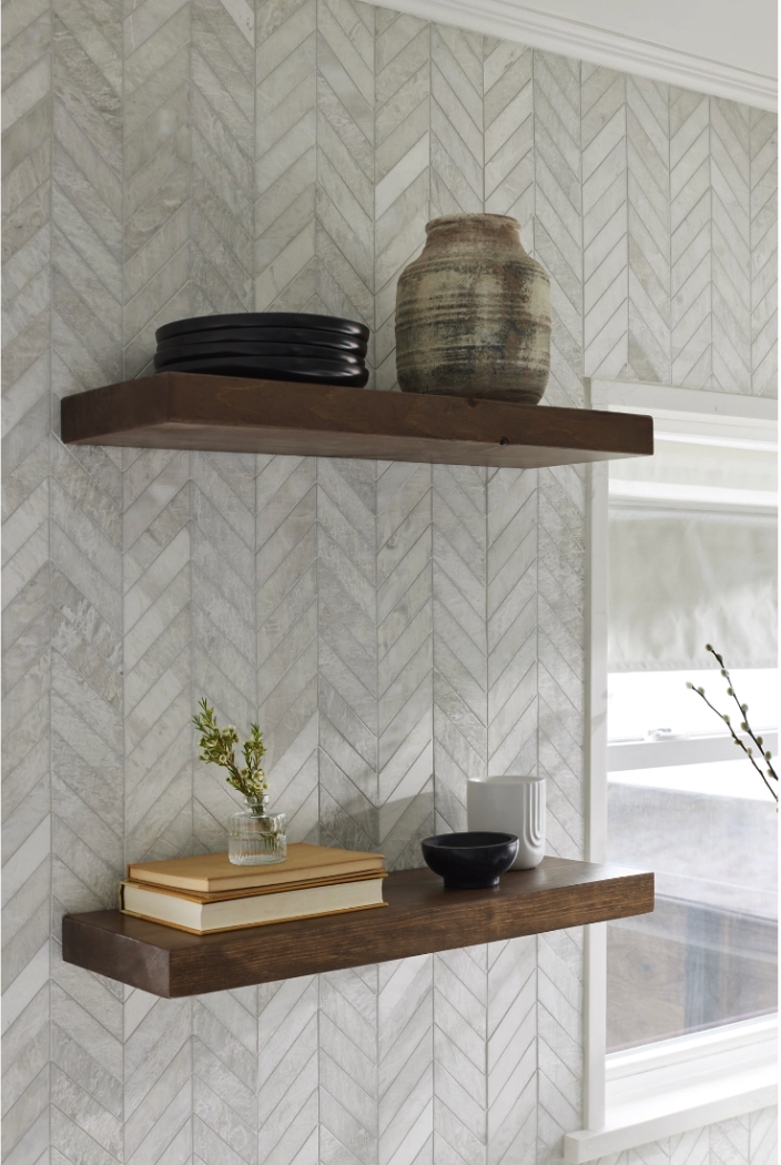 Meram Blanc Carrara Polished Chevron Marble Mosaic Wall and Floor Tile
