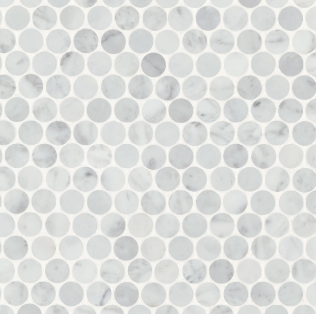 Monet Honed Marble Mosaic 8 Tile in White Carrara