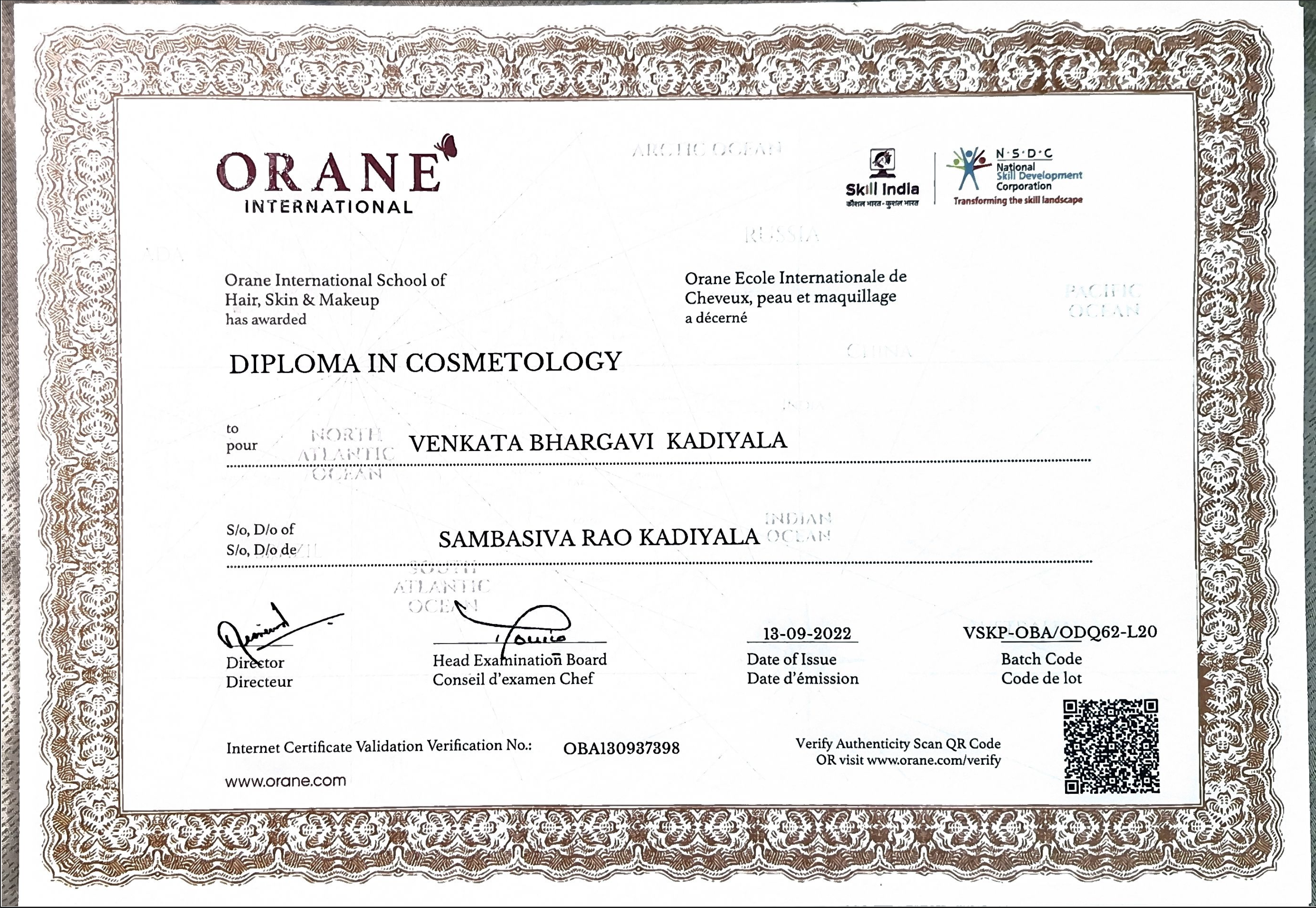 Certified Cosmetologist