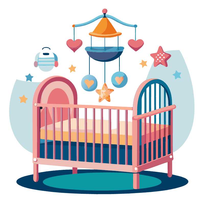 Adorable Baby Crib Vector Icon for Nursery Design Projects