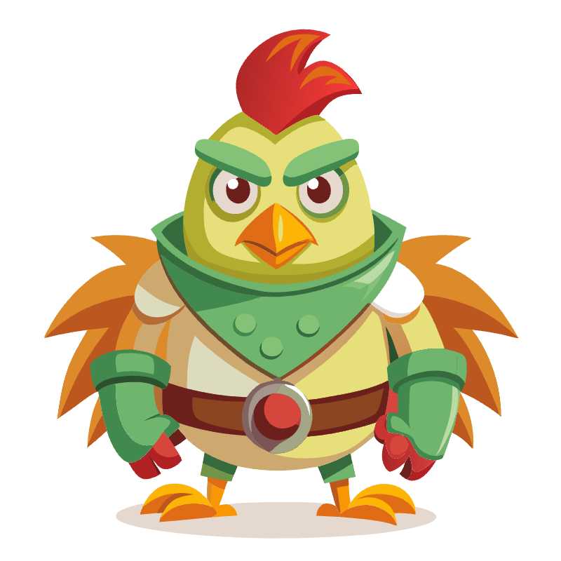 Adorable Game-Ready Vector Chicken Hero Character for Digital Download