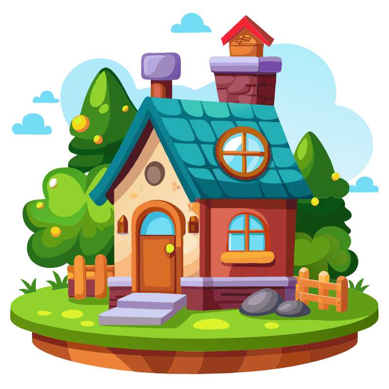 Charming 2D Cartoon House Vector Perfect for Game Development