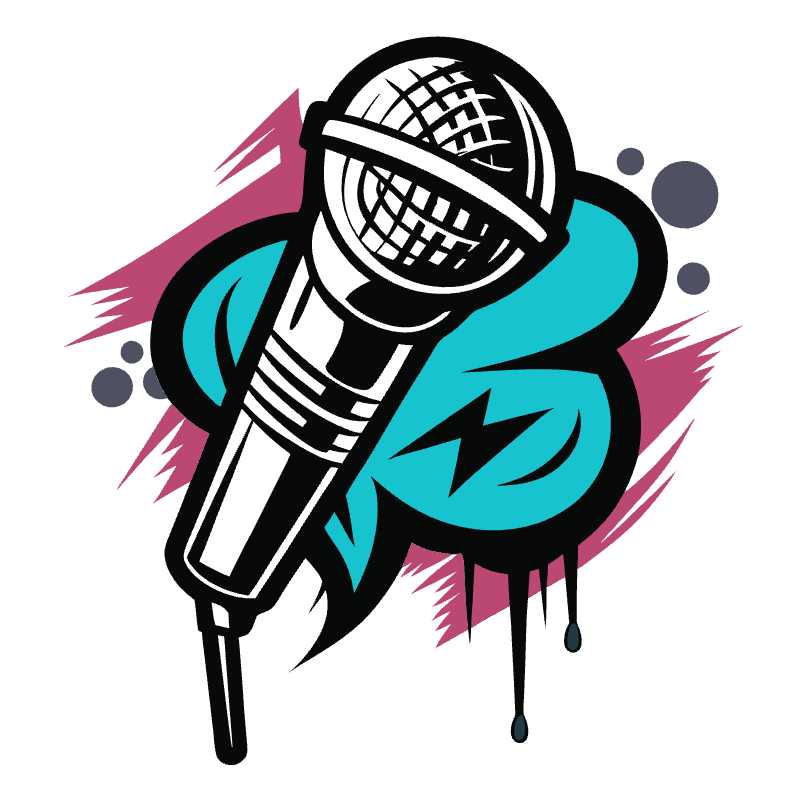 Elevate Your Music Projects with Vibrant Microphone Graffiti Vector Graphics