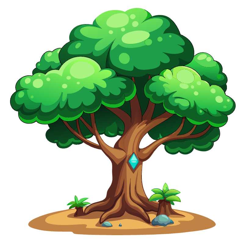 Enchant Your Digital Forest with Cartoon Style 2D Tree Vector Graphics