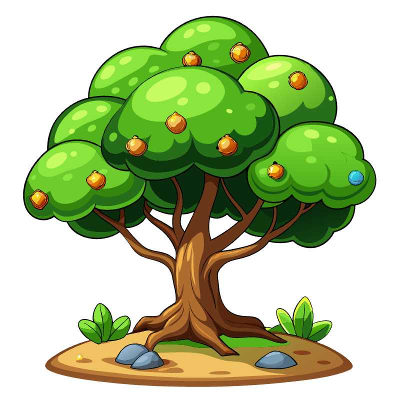 Enchant Your Game World with Vibrant Cartoon Style Tree Vector Graphics