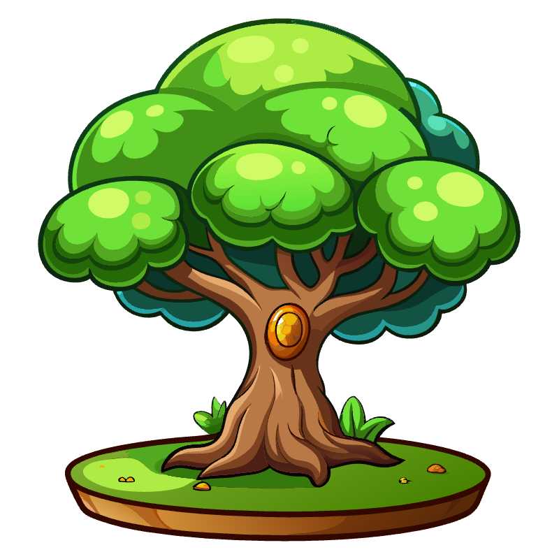 Enchant Your Game World with a Vibrant Cartoon Style Tree Vector