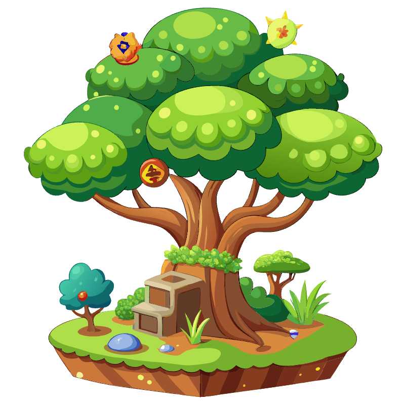 Enchanting Cartoon Game Tree Vector Perfect for Vibrant Game Worlds