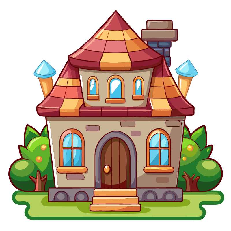 Enchanting Cartoon Style 2D Game House Vector Perfect for Digital Design