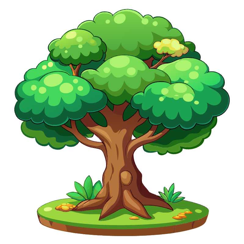 Enchanting Cartoon Style Game Tree Vector for Creative Game World Building