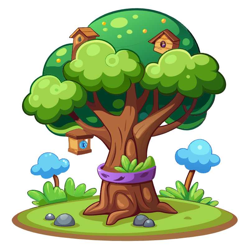 Enchanting Cartoon Tree Vector for Magical Game Environments