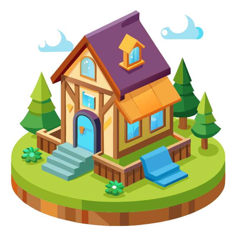 Enchanting Isometric Game House Vector for Immersive Game Design