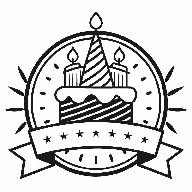 Enhance Your Birthday Designs with Line Style Birthday Logo SVG Download