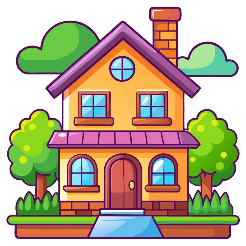 Enhance Your Game Design with Cartoon 2D House Vector Graphics