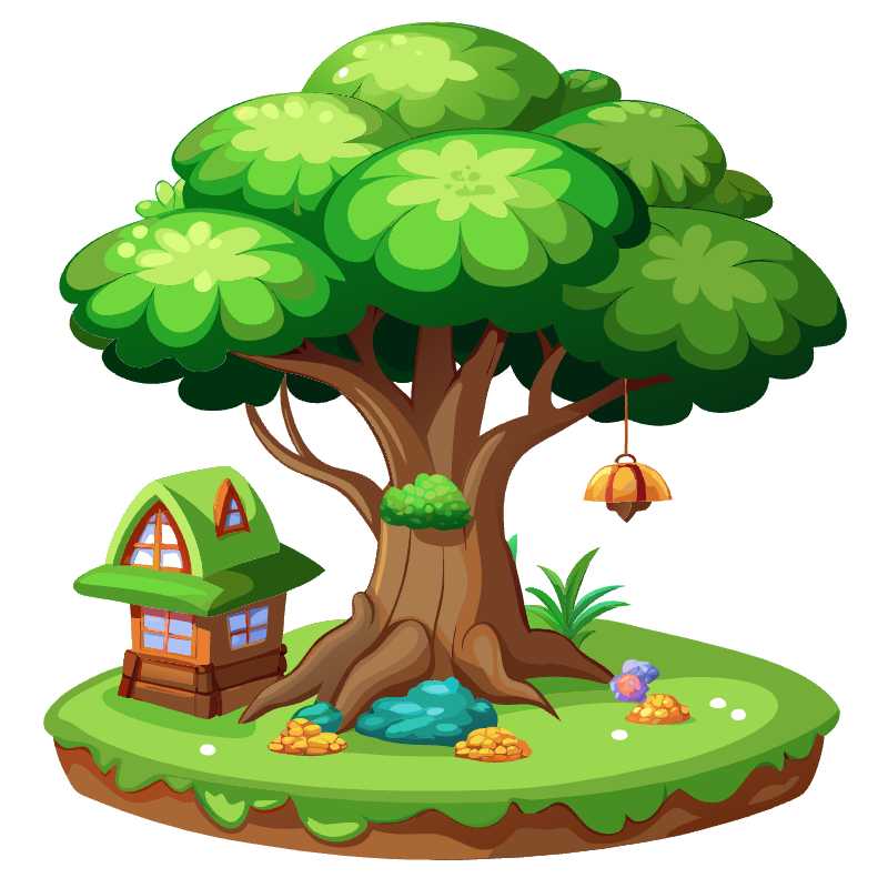 Enhance Your Game Design with Charming Cartoon Style Tree Vector Graphics