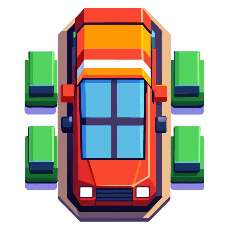 Enhance Your Game Design with Top-Down Bus Vector Graphics