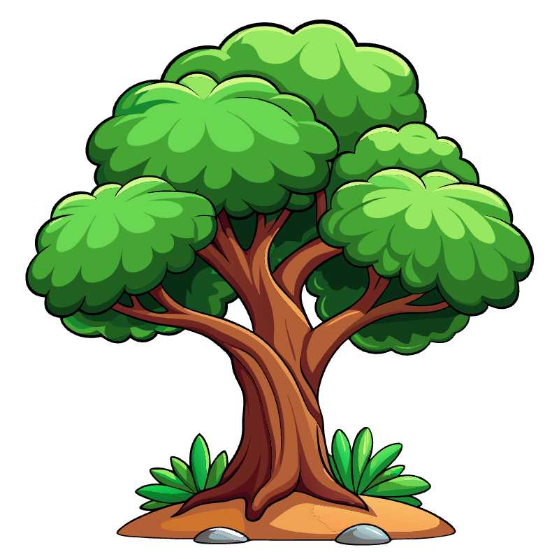 Enhance Your Game Environment with Downloadable Cartoon Style Tree Vector Graphic