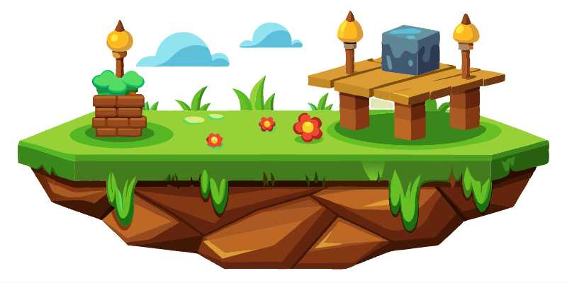 Enhance Your Game with Downloadable 2D Grassy Platform Vector Graphics