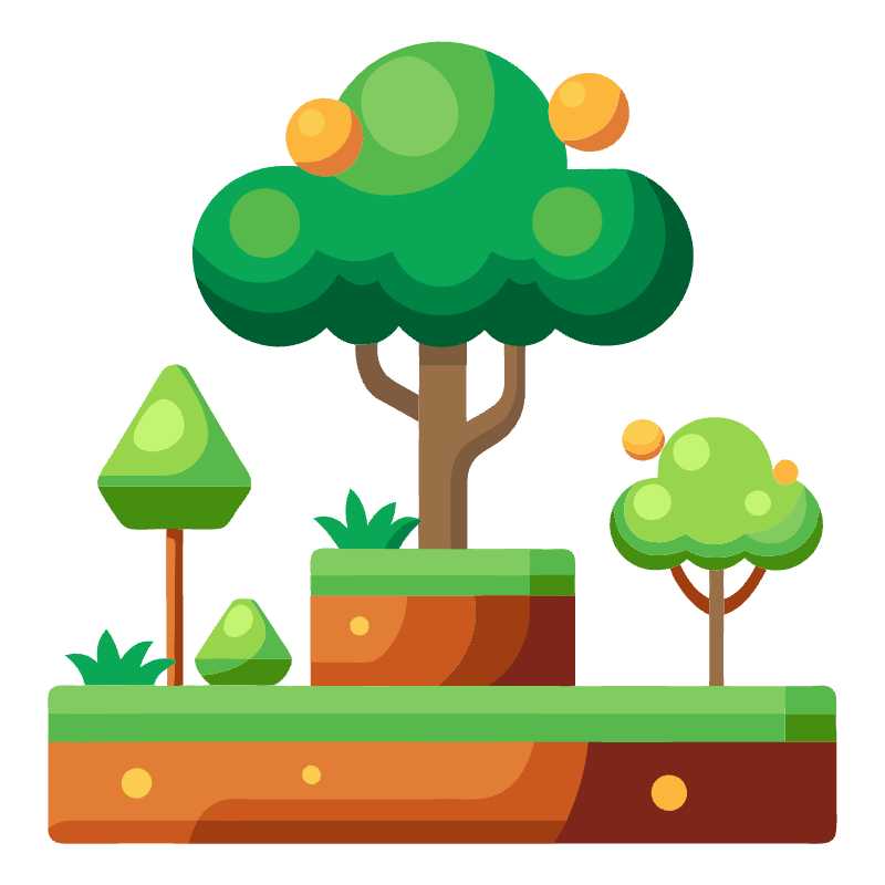 Enhance Your Gaming Projects with Versatile 2D Tree Vector Graphics