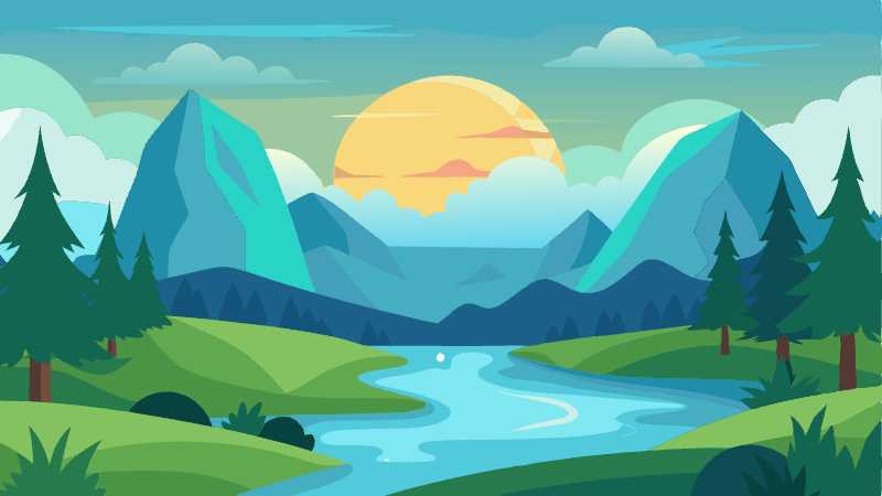 Enhance Your Project with Downloadable Sunrise Mountain Vector Graphics