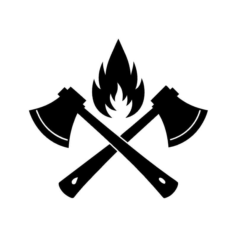 Enliven Your Adventure Blog with This Crossed Hatchets Campfire Vector Icon