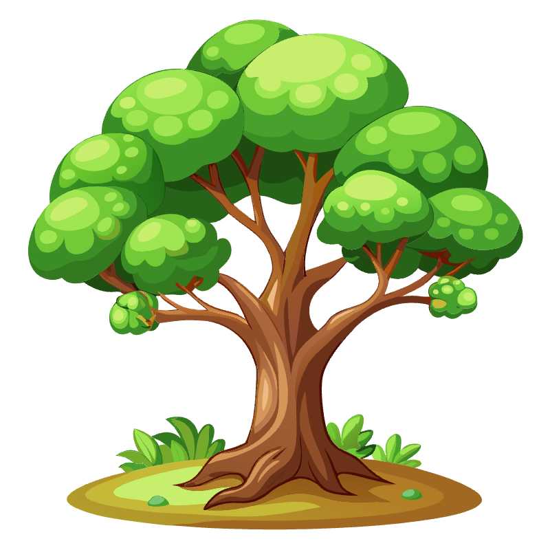 Enliven Your Digital Worlds with Cartoon-Style 2D Tree Vector Graphics