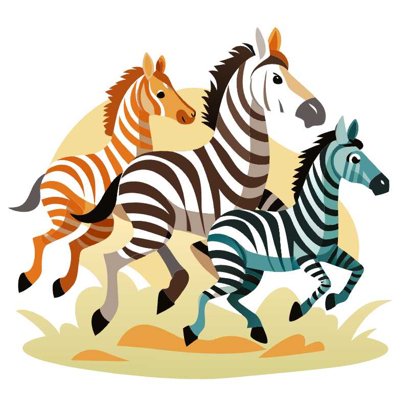 Galloping Zebras Vector Illustration – Perfect for Dynamic Wildlife Graphics