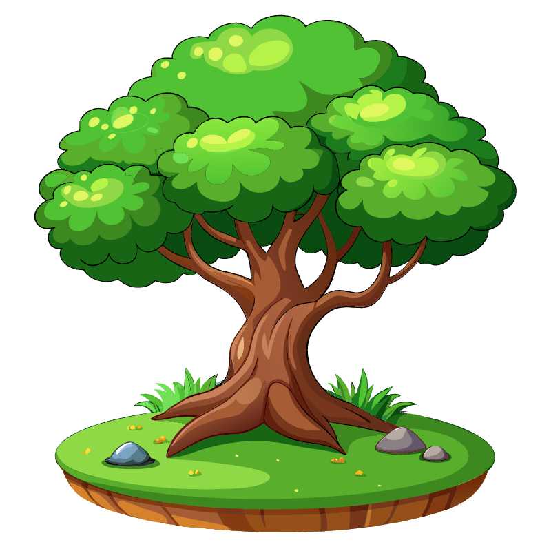 Lush 2D Cartoon Tree Vector for Enchanting Game Environments