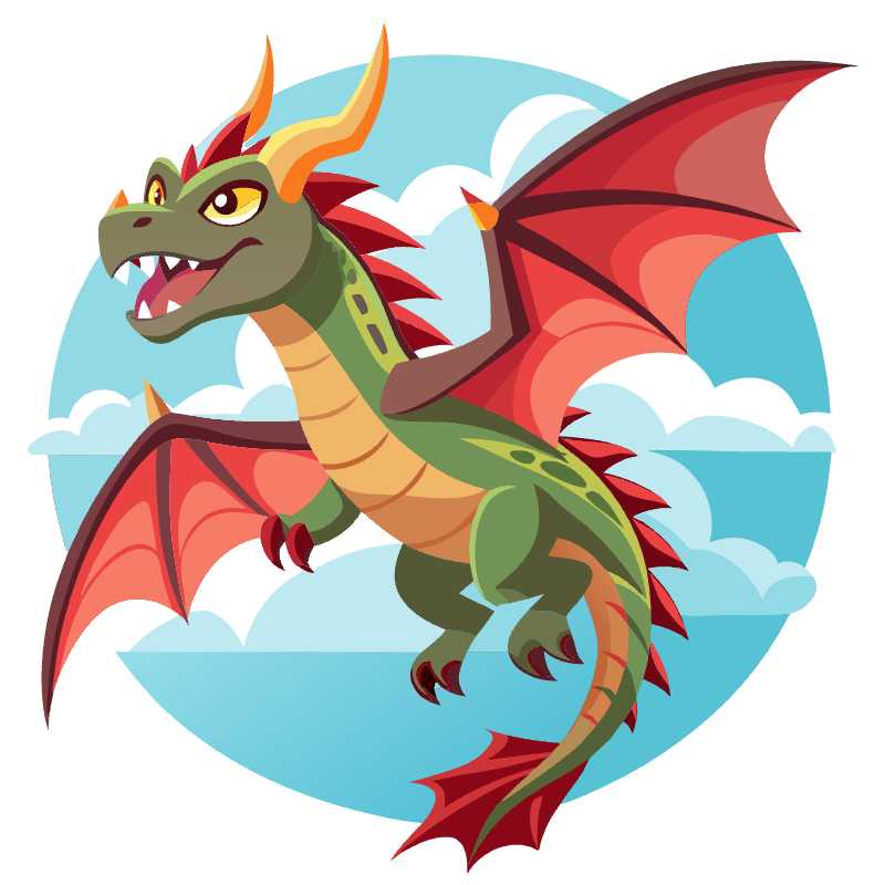 Majestic Flying Dragon Vector Icon Perfect for Fantasy-Themed Projects