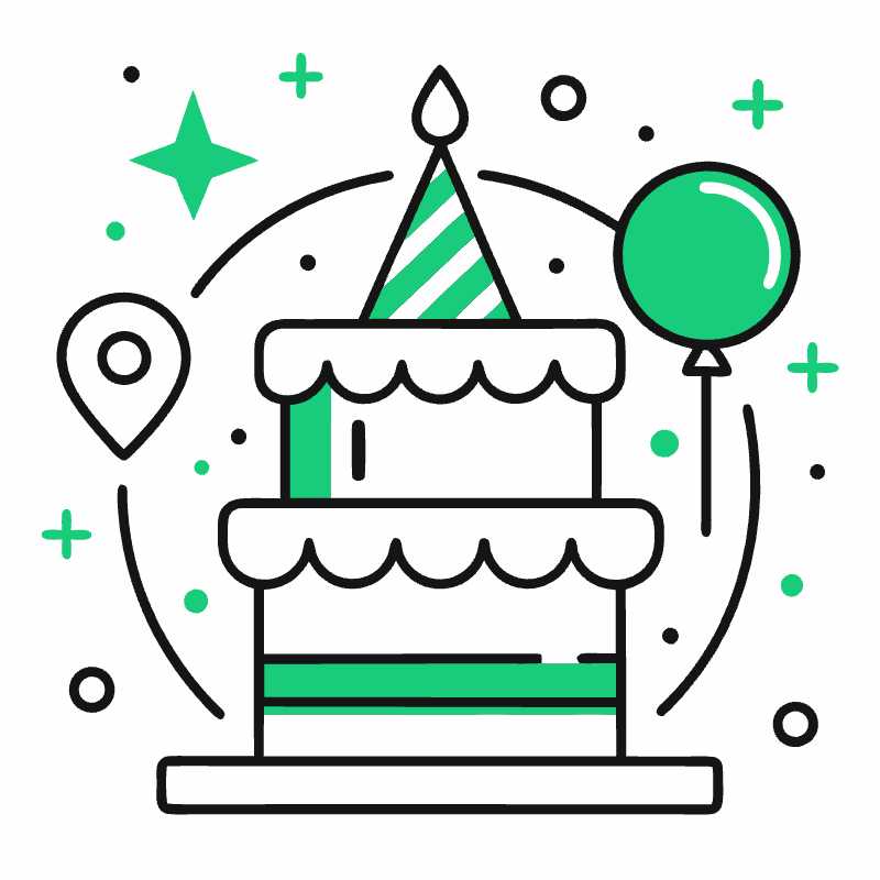 Sleek Line Style Birthday Icon Perfect for Invitations and Graphics