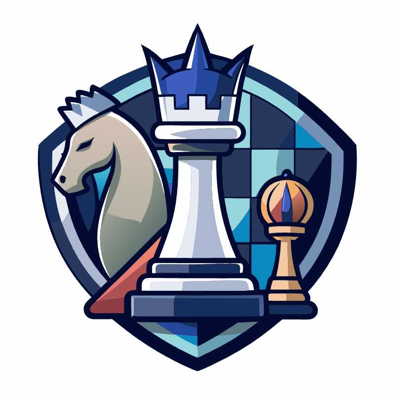 Stylized Chess Piece Shield Logo for Gamers and Chess Enthusiasts