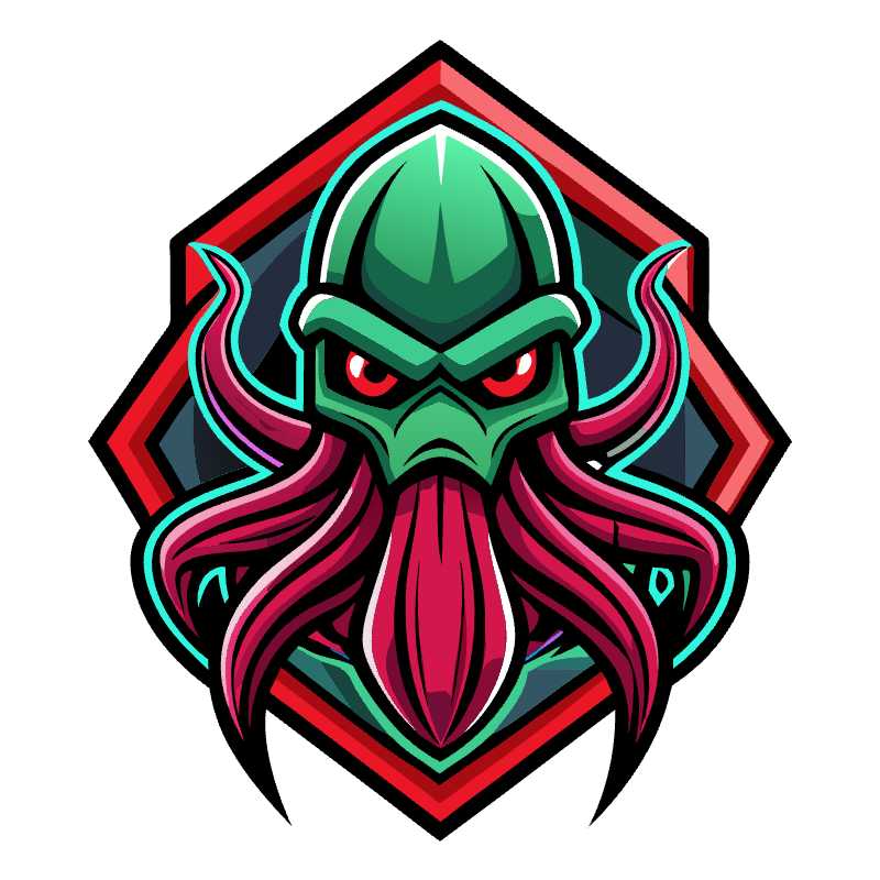 Stylized Squid Emblem for Game Branding and Mascot Design