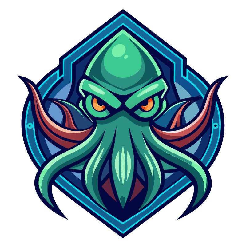 Stylized Squid Icon for Gaming Logos and Esports Teams